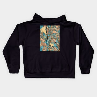 Colorado Springs Map Pattern in Mid Century Pastel Kids Hoodie